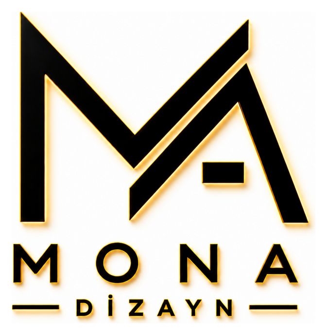 Mona Dizayn siyah ve altın renkli logo